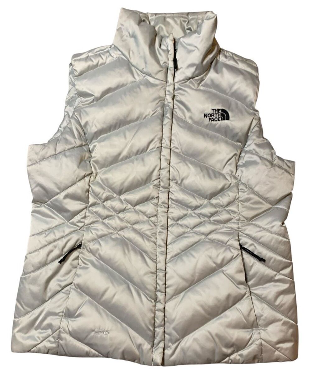The North Face 550 Down Puffer Aconcagua Lunar Ice Gray VEST Jacket sz M WORN 1